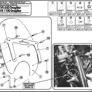 KAPPA AS102A2 YAMAHA XVS 650-1100 DRAGSTAR CLASSIC RÜZGAR SİPERLİK BAĞLANTISI