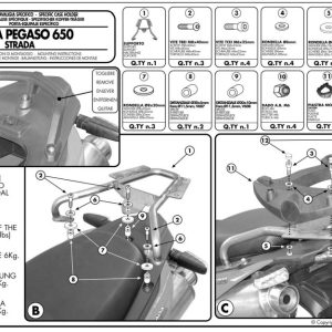 KAPPA KR79 APRILIA PEGASO 650 STRADA-TRAIL (05-11) ARKA ÇANTA TAŞIYICI