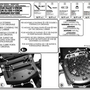 GIVI E528M SUZUKI DL 650-1000 V-STROM (02-11) - KAWASAKI KLV 1000 (04-10) ARKA ÇANTA TAŞIYICI