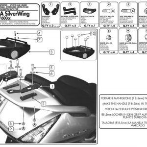 GIVI SR19M HONDA SILVERWING - ABS 400-600 (01-09) - SW-T 400-600 (09-17) ARKA ÇANTA TAŞIYICI