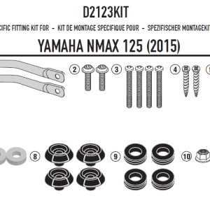 GIVI D2123KIT YAMAHA N-MAX 125-155 (15-20) RÜZGAR SİPERLİK BAĞLANTISI