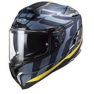 LS2 CHALLENGER C KARBON  FLAMES SİYAH-KARBON-SARI KASK