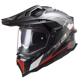 LS2 EXPLORER C KARBON FRONTIER TITANIUM-KIRMIZI KASK