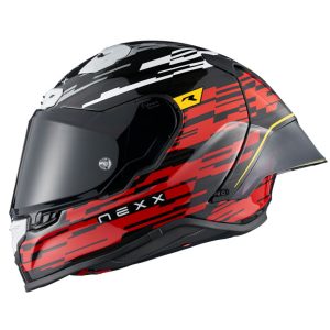 NEXX X.R3R GLITCH RACER KARBON KIRMIZI-BEYAZ KASK