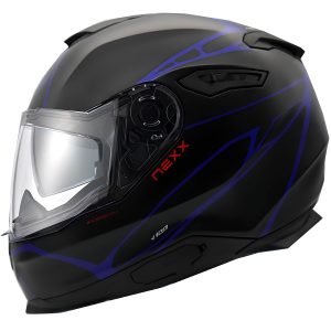 NEXX Y.100 B-SIDE MAT SİYAH-NAVY MAVİ KASK