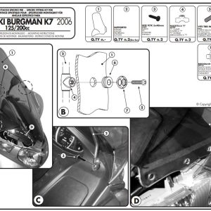GIVI D267KIT SUZUKI BURGMAN 125-200 ABS (14-21) RÜZGAR SİPERLİK BAĞLANTI