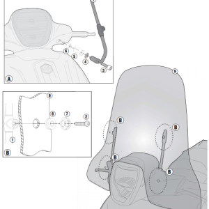 GIVI A5606A PIAGGIO BEVERLY 125-300-350 (10-20) - MEDLEY 125-150 (16-20) RÜZGAR SİPERLİK BAĞLANTISI